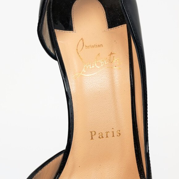 Christian Louboutin Iriza Black Patent Pointed Toe Half d'Orsay Pumps - Picture 8 of 8
